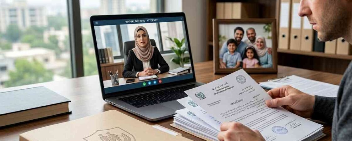 Parent reviews CPS documents while speaking with a lawyer online.