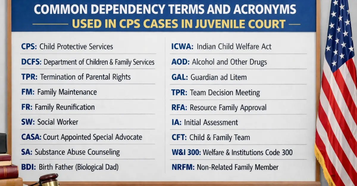 Common Dependency Terms and Acronyms Used in CPS Cases in Juvenile Court