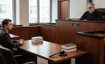 Judge hears a criminal case in court without a witness present.