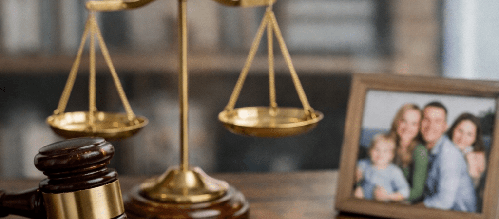 Average cost of a family lawyer in North Carolina with legal documents, gavel, and money