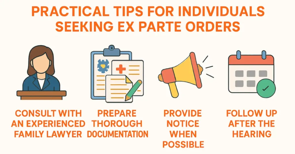 Practical Tips for Individuals Seeking Ex Parte Orders