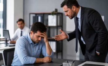 Employee facing workplace harassment from a manager in an office