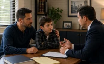 Father discussing child custody with a family law attorney