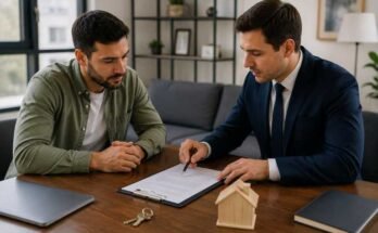Landlord explaining a lease agreement to a tenant
