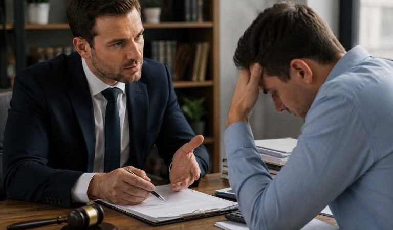 Chapter 7 attorney advising a client about bankruptcy options