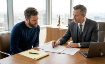 Lawyer explaining misdemeanor legal fees to a client