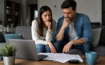 Couple reviewing legal documents about common law marriage in Virginia