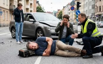 Pedestrian injury attorney helping an accident victim after a crash