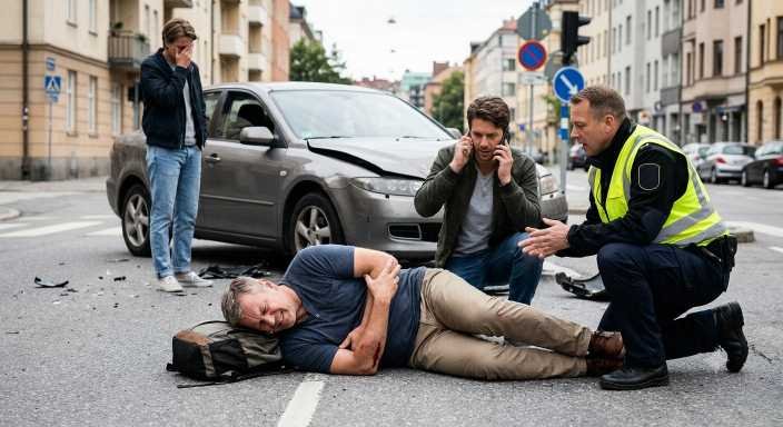 Pedestrian injury attorney helping an accident victim after a crash