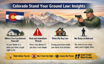 Colorado stand your ground law infographic showing self-defense rules and Make My Day law overview
