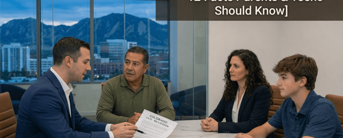 Lawyer explaining Colorado Romeo and Juliet law to family in office