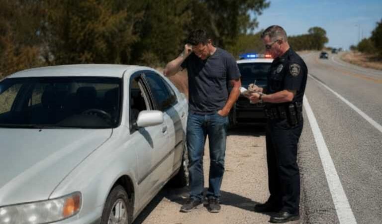 Driver stopped by police during a traffic stop for driving without insurance