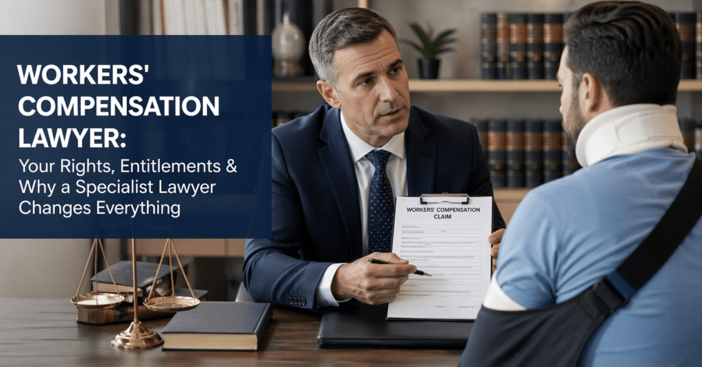 Workers’ compensation lawyer consulting injured client about claim rights and benefits