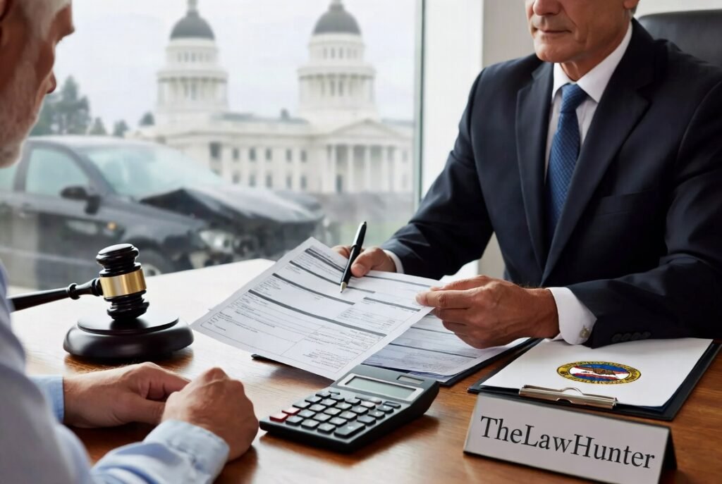 Car accident victim meeting with a California attorney to understand how Proposition 213 may affect their injury claim.